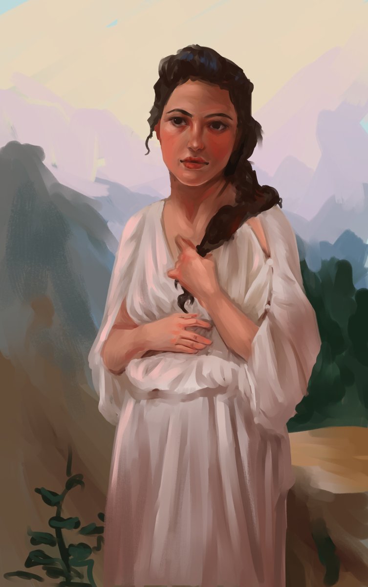vronivlo's tweet photo. finally managed to do a #StudyBuddies , 1.75 hour-ish study from Wiliam Adolphe Bouguereau; 
still looks like I painted someone completely different, gotta stretch those study muscles more 💪; https://t.co/eiT99BWDQR