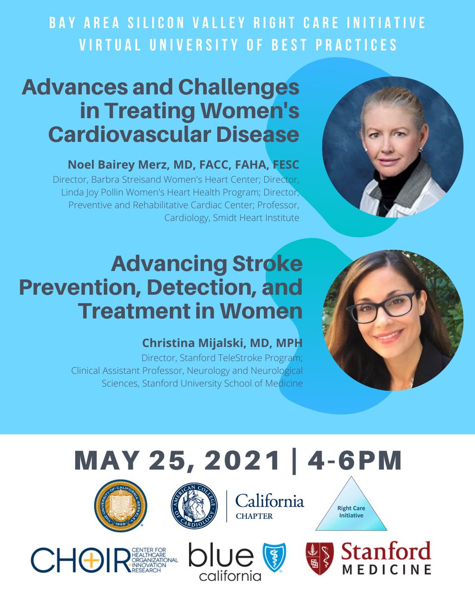 Heart disease remains the #1 cause of death in women &amp; remains under-recognized. 
<a href="/CaliforniaACC/">California ACC</a> is excited to partner with Right Care Initiative program 
⭐️Dr. Noel Bairey Merz <a href="/CedarsSinai/">Cedars-Sinai</a> 
⭐️Dr. Misjalski <a href="/StanfordMed/">Stanford Medicine</a> 
 👉ow.ly/nWJ350EOQLr

<a href="/purviparwani/">Dr. Purvi Parwani</a> <a href="/DBelardoMD/">Danielle Belardo, MD</a>