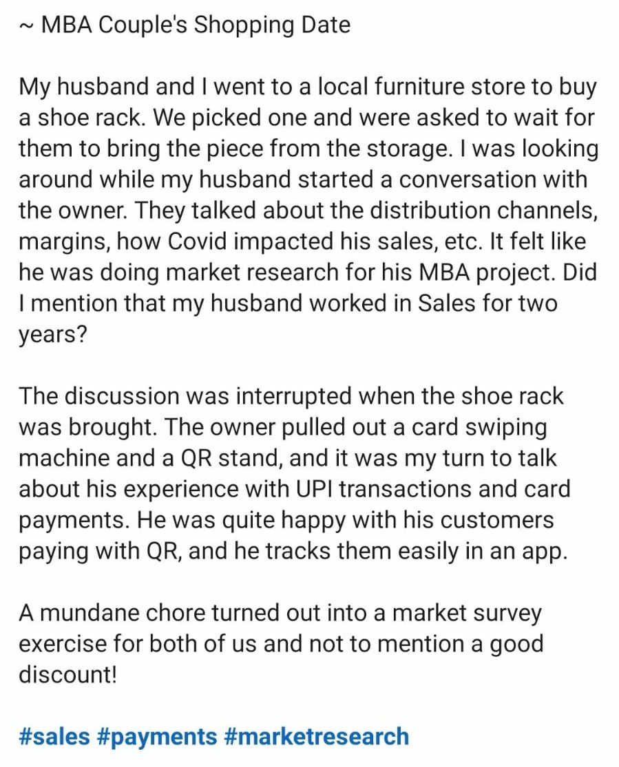 When you go shopping with bae, but also want to be a linkedin influencer. #mba_life