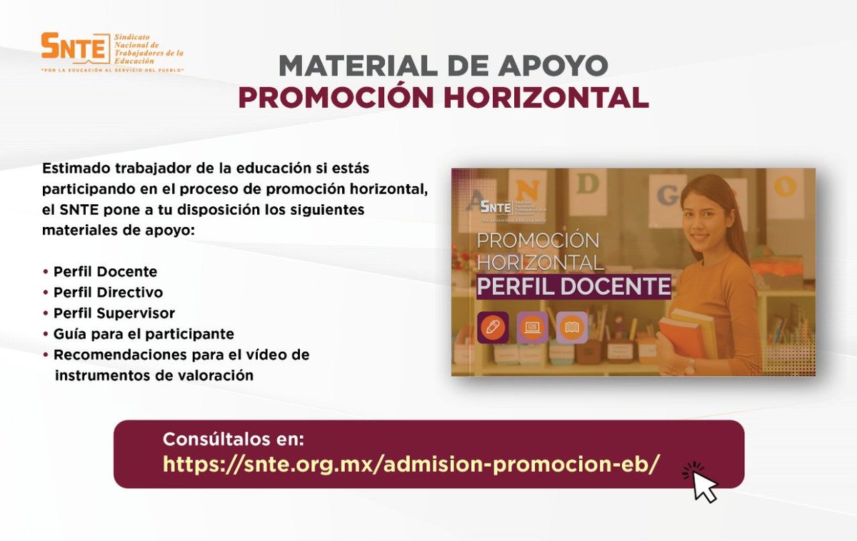 Seccion36Ofic's tweet photo. #TodosSomosUno 🙋‍♀️🙋‍♂️

🟠 Agremiados inscritos en el proceso de Promoción Horizontal en Educación Básica 👩‍🏫👨‍🏫 el #SNTE 🍎📚 dispone de materiales sobre perfiles ✔️ guía ✔️ e instrumentos de valoración ✔️ Consúltalos: ponte al 💯

Ingresa a 👉 https://t.co/zxicYlP7Zq 🧑‍💻 https://t.co/GK8PdV5LX0