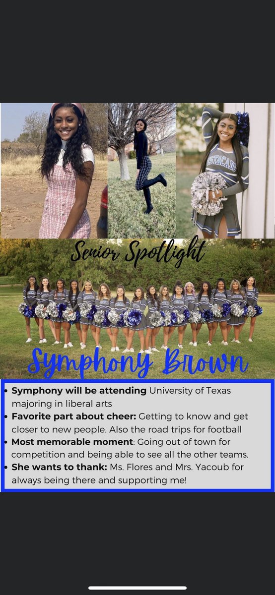 matscheer's tweet photo. A little senior spotlight! We will miss y'all!! We wish you nothing but the best! 💙🎀 https://t.co/W5qoRW7NRj