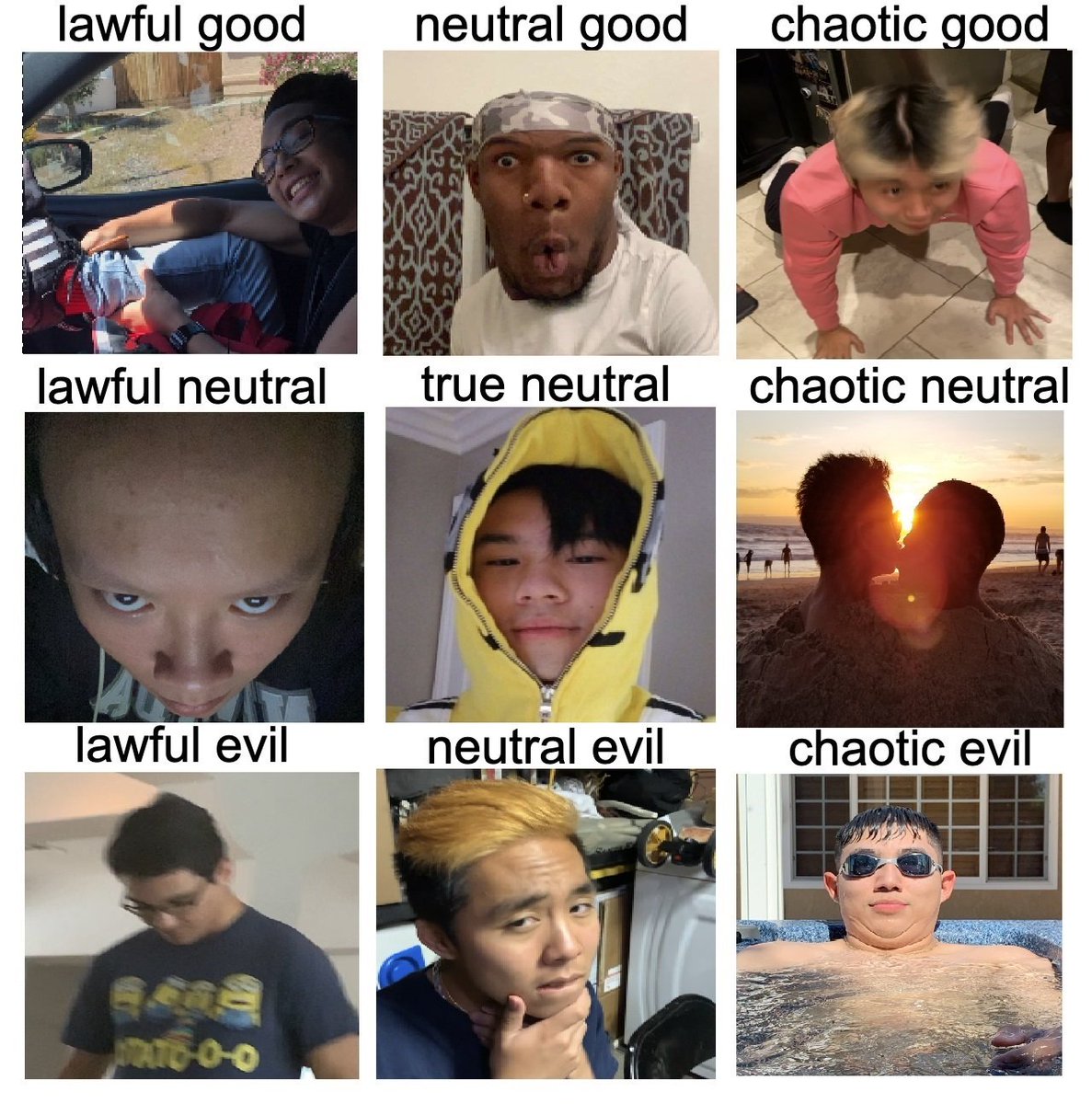 my high school friends made an alignment chart for ourselves