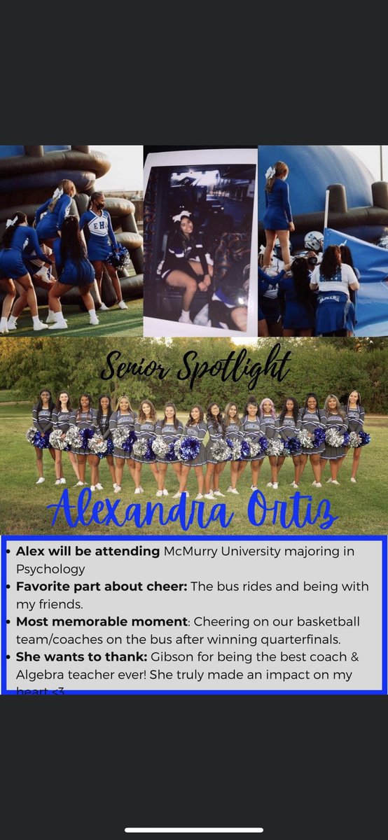 matscheer's tweet photo. A little senior spotlight! We will miss y'all!! We wish you nothing but the best! 💙🎀 https://t.co/13hk5J64fv