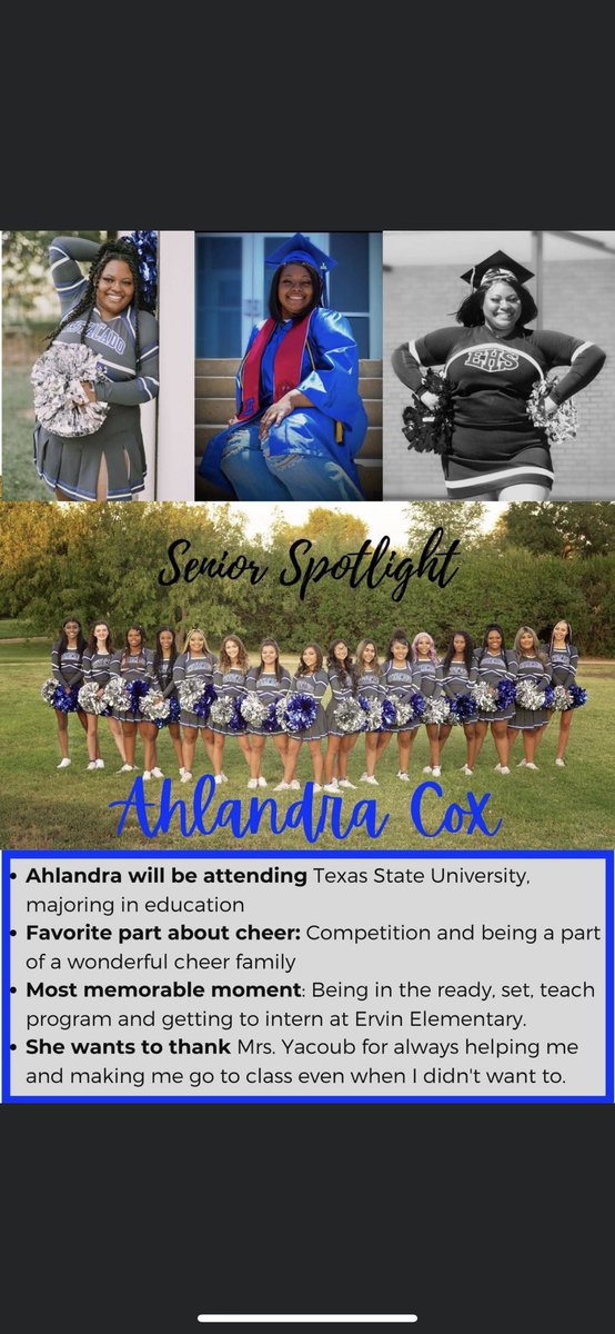 matscheer's tweet photo. A little senior spotlight! We will miss y'all!! We wish you nothing but the best! 💙🎀 https://t.co/13hk5J64fv