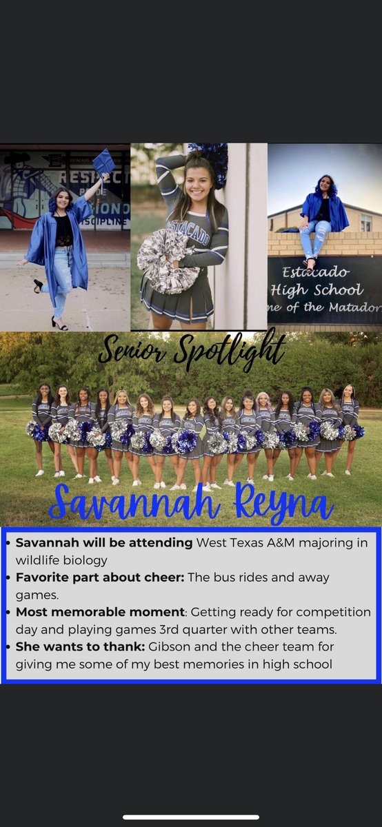 matscheer's tweet photo. A little senior spotlight! We will miss y'all!! We wish you nothing but the best! 💙🎀 https://t.co/0QYXkwhCNS