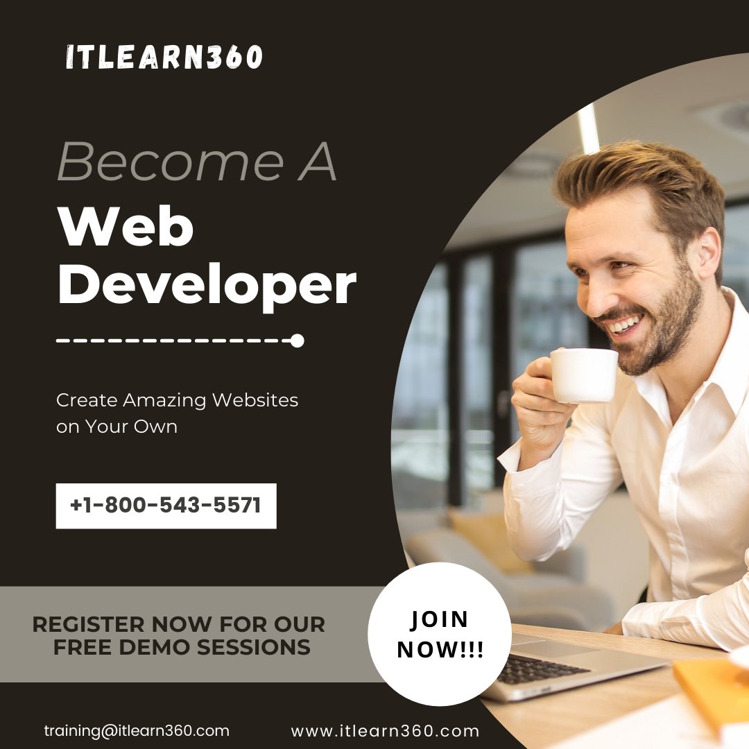 ITlearn360's tweet photo. Become a web developer and create amazing websites on your own. Join now for Web Development Certification Program. Register now for new batches.
We at ITlearn360 are following All Norms of COVID-19
 https://t.co/6dg00sn1SG
Call: 1-800-543-5571
or
Email: training@itlearn360.com https://t.co/ZQa8O2aTwW