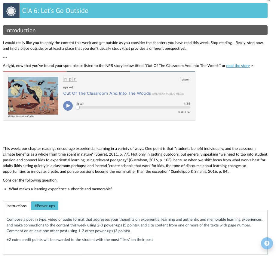 travesty328's tweet photo. @LWieck @GeekyPedagogy @mendozan21 @karenraycosta @cjdenial @sgoldmcbride @GustafsonBrad Other weeks I provided supplemental material (like embedding an @NPR story as part of the prompt) to engage students in different ways while staying aligned to course content. This also prompted students to embed other external content with their selected #DigitalPowerups🔋 https://t.co/c9xxNlBaX4