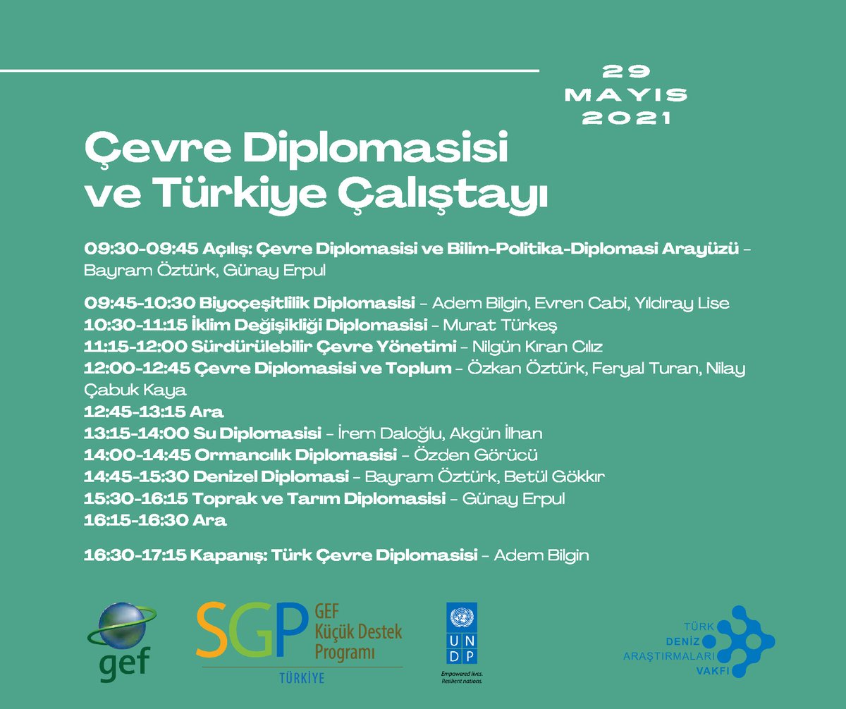 TudavTudav's tweet photo. TÜDAV ve UNDP-GEF-@SGPTurkiye işbirliğiyle düzenlenen Çevre Diplomasisi toplantıları başladı. Sınır aşan çevresel sorunlarla mücadelede çevre bilimi ve diplomasisi büyük önem taşıyor. Çevre Diplomasisi ve Türkiye Çalıştayı'na herkesi bekliyoruz👉Kayıt: https://t.co/i1Lpdwkanm https://t.co/ExY2eMnH2v