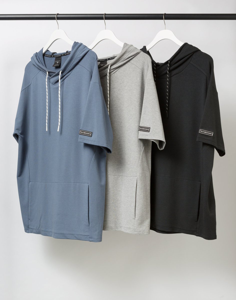 Sweat and recover in the perfect hoodie with super-soft and flexible fabric that moves with you for ultimate comfort. Check out the Stealth Short Sleeve French Terry Hoodie in blue, heather grey and black. View the new collection at TaledownShop.com