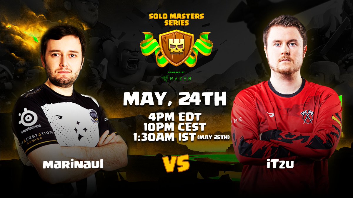 ClashofClansBRC's tweet photo. Quartas de final do torneio #SoloMasterSeries 🔥 e tem Brasil na parada 🇧🇷
⚔️🛡️ @marinaul 🆚 @iTzuDL 🛡️⚔️
🔴 AO VIVO! 👇
https://t.co/2cGipAF7wh https://t.co/0P12yfESid