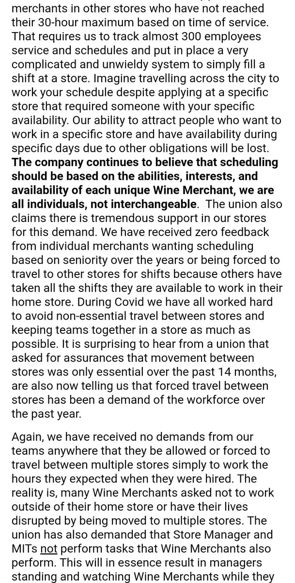HackWine's tweet photo. On May 10, union members at Wine Rack voted yes on our strike vote with an 86% majority. Today, in response to our upcoming strike action, Stephen Murphy, Director of Operations &amp; Retail, sent this email to all employees, disparaging the union &amp; discouraging workers from striking https://t.co/jy4CsL0Wix