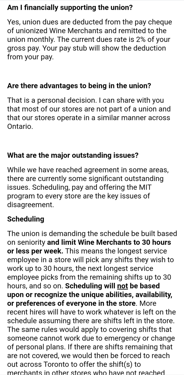 HackWine's tweet photo. On May 10, union members at Wine Rack voted yes on our strike vote with an 86% majority. Today, in response to our upcoming strike action, Stephen Murphy, Director of Operations &amp; Retail, sent this email to all employees, disparaging the union &amp; discouraging workers from striking https://t.co/jy4CsL0Wix
