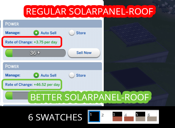 ohnorandom's tweet image. Sim 4 Better Solar Panel - Roof.  Provides 10x more power. 6 Swatches. #sims4 #sims4cc ohnorandom.com/post/cc-better…