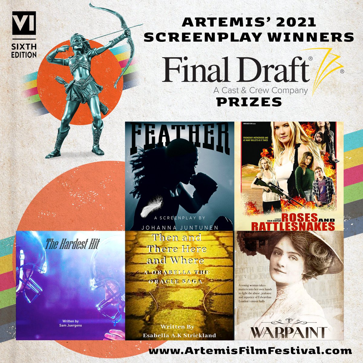 Excited to share! <a href="/finaldraftinc/">Final Draft</a> is awarding our #2021Screenplay winners with #FInalDraft12!  The winners are #JohannaJuntunen #ColinSimpson #SanJuergens #EsabellaAnnaKarena and #HelenTaylor. CONGRATS

Visit FinalDraft: finaldraft.com

#WomenKickAss #MenKickAss