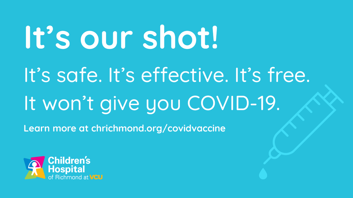 The #COVID19 vaccine will play a major role in ending the pandemic. It's safe, effective and free - request an appointment today! #covidvaccine #pediatrics #childrenshospital #RVA

bddy.me/2SmdaMD
