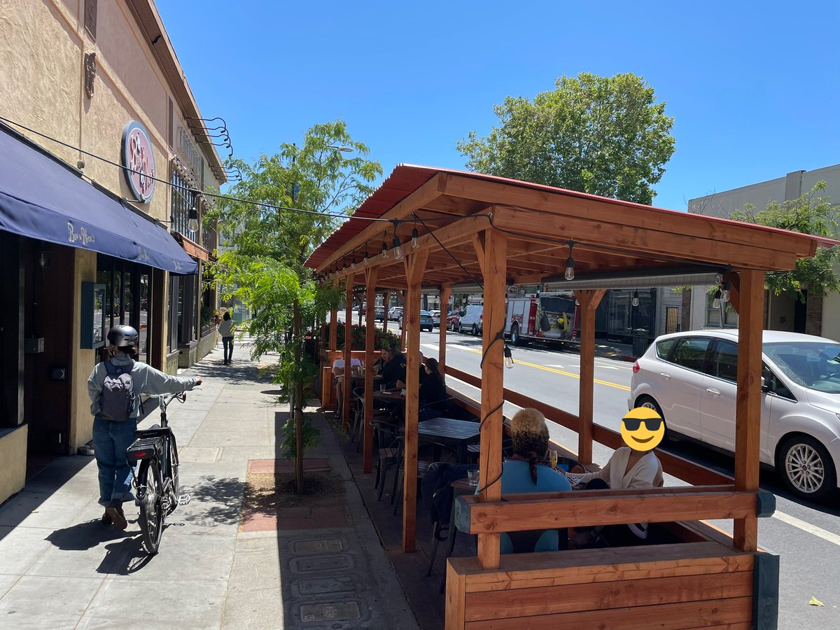 EveryParklet's tweet photo. 26: Ben ‘N Nick’s, 5612 College Ave. A solid, cozy parklets. One theme on college is a lot of lumber being used. Maybe they are putting seating up top... https://t.co/6M8GRUNnb1