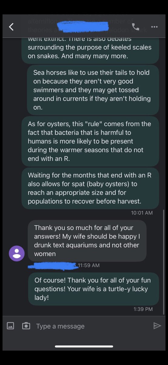 When someone drunk texts the “Ask an Aquarium Educator” number... #chsnews