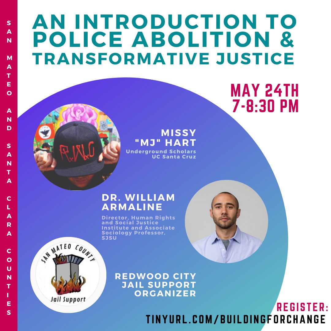 Repost from our Instagram• <a href="/rwcjailsupport/">SMC Jail Support</a> Join us to hear one of our badass organizers from Jail Support and others in our community for an intro to police abolition &amp; transformative justice 💕💕
link in bio
Monday, May 24th, 2021 7-8:30pm tinyurl.com/BuildingForCha…