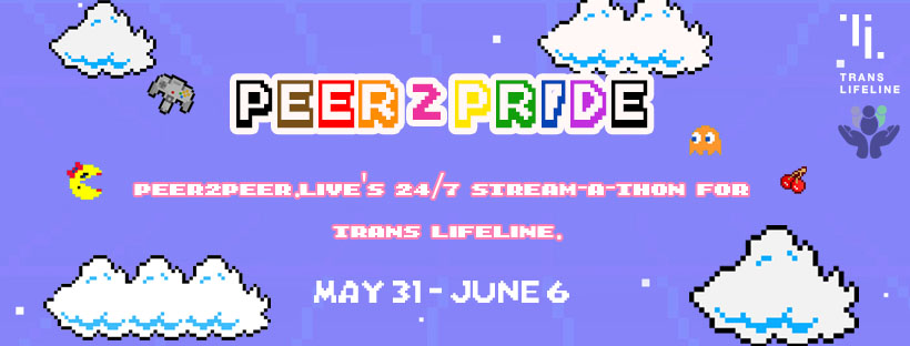 TransLifeline's tweet photo. On May 31, @Peer2PeerLive will be hosting #Peer2Pride, 7 days of consecutive streaming to support our work. Mark your calendars!
#Peer2Pride #IdentityIsContent https://t.co/oAH3zn7DZL