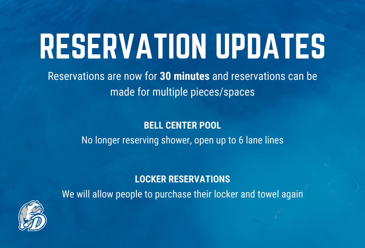 DrakeRec's tweet photo. Take a look at our updates for reservations! You can make your reservations at https://t.co/izZlfryoA4. Email wellness@drake.edu if you have any questions! ๐ถ๐ #draketogether https://t.co/7oGGCoemqS