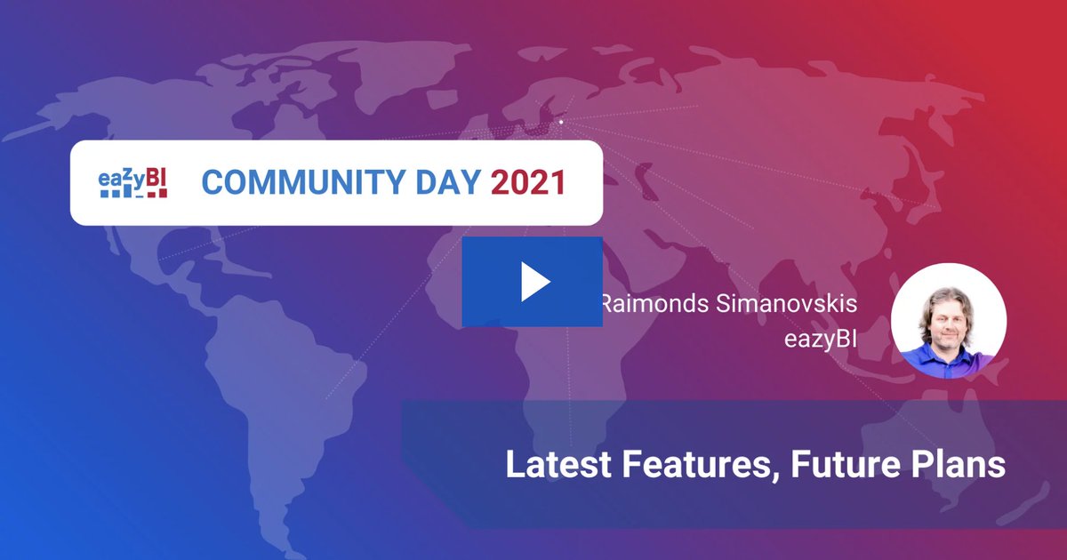 eazybi's tweet photo. Watch the replay of the opening keynote from eazyBI Community Day 2021 – eazyBI latest features and a glimpse of upcoming updates from the eazyBI founder and CEO–Raimonds Simanovskis. #eazyBICommunity https://t.co/l3y3YTXiHS https://t.co/LuyWZZVxVP