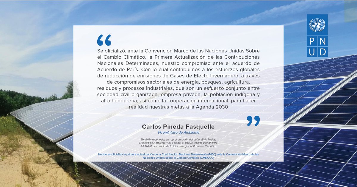 La semana pasada, el ViceMinistro de @MIAMBIENTE_HN Carlos Pineda Fasquelle reconició el apoyo técnico y financiero del <a href="/pnud/">ONU Desarrollo</a> durante la oficialización de la actualización de las Contribuciones Nacionales Determinadas de Honduras 🇭🇳 ante la <a href="/CMNUCC/">ONU Cambio Climático</a>.

👉 bit.ly/NDC-HN