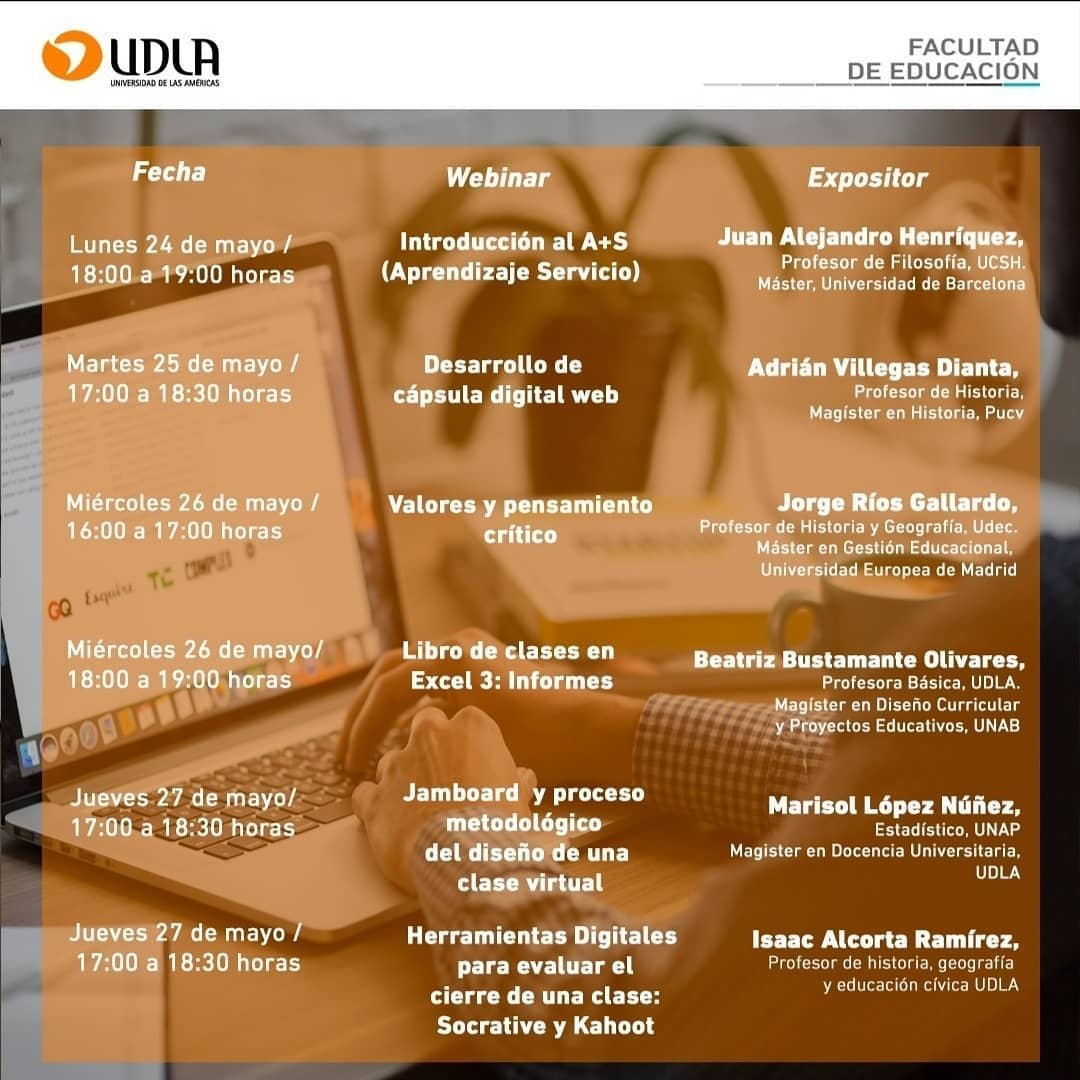 ¡les dejamos invitados al ciclo de webinars de la <a href="/FeduUdla/">Facultad de Educación UDLA</a> de esta semana! Recuerden inscribirse en forms.office.com/r/jHLPQLtLiA