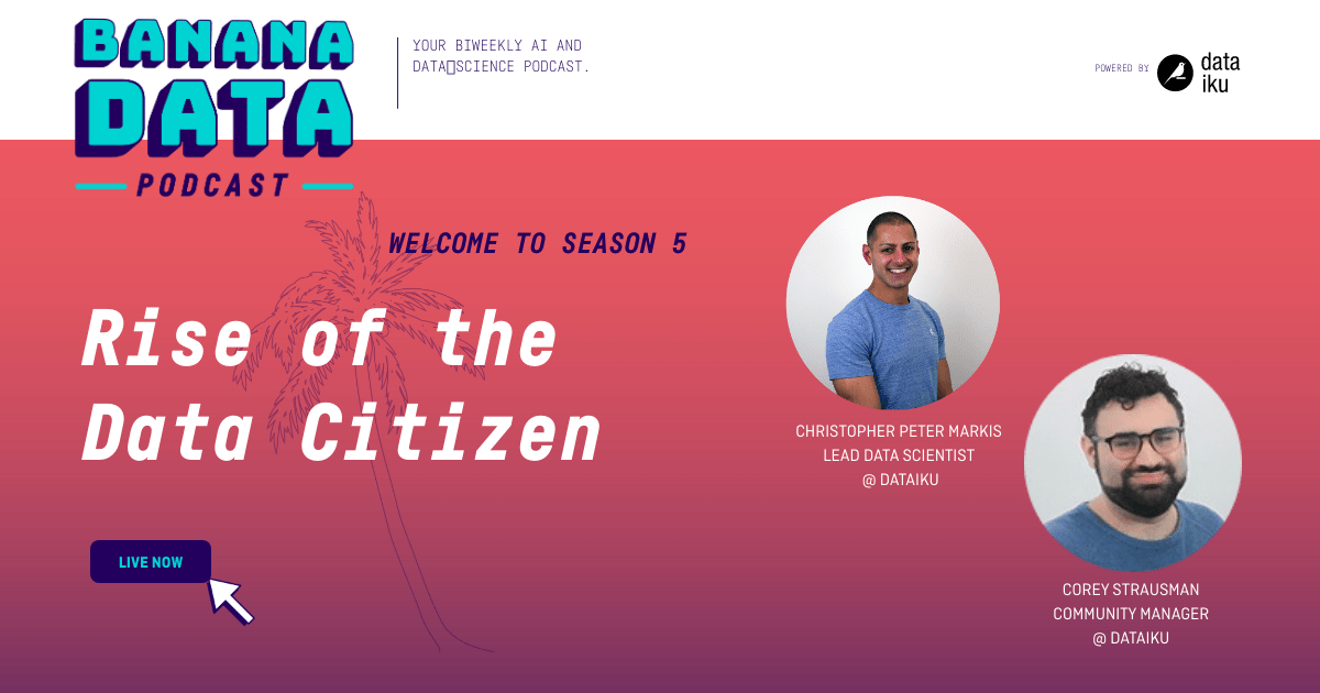 What is the role of a citizen data scientist and how do they add value to a team? Tune in to the Banana Data podcast to find out from Matt Dorros, #DataCitizen and #DataAnalyst manager at Wayfair. | bit.ly/3faiMmh #DataScience #EnterpriseData #BigData