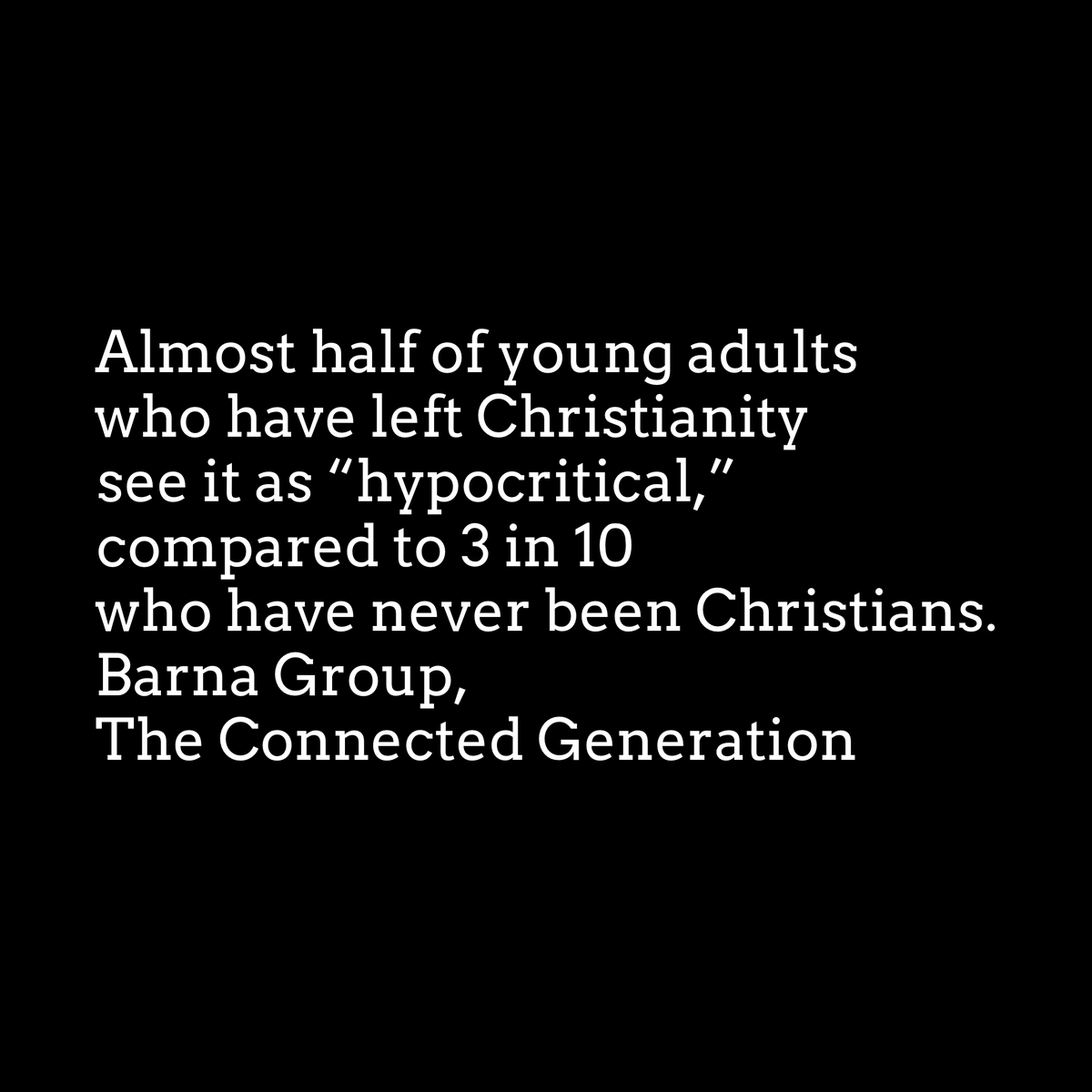 I so appreciate <a href="/davidkinnaman/">David Kinnaman</a> and the <a href="/BarnaGroup/">Barna Group</a> for helping me and the rest of us understand young people, faith, and the church.