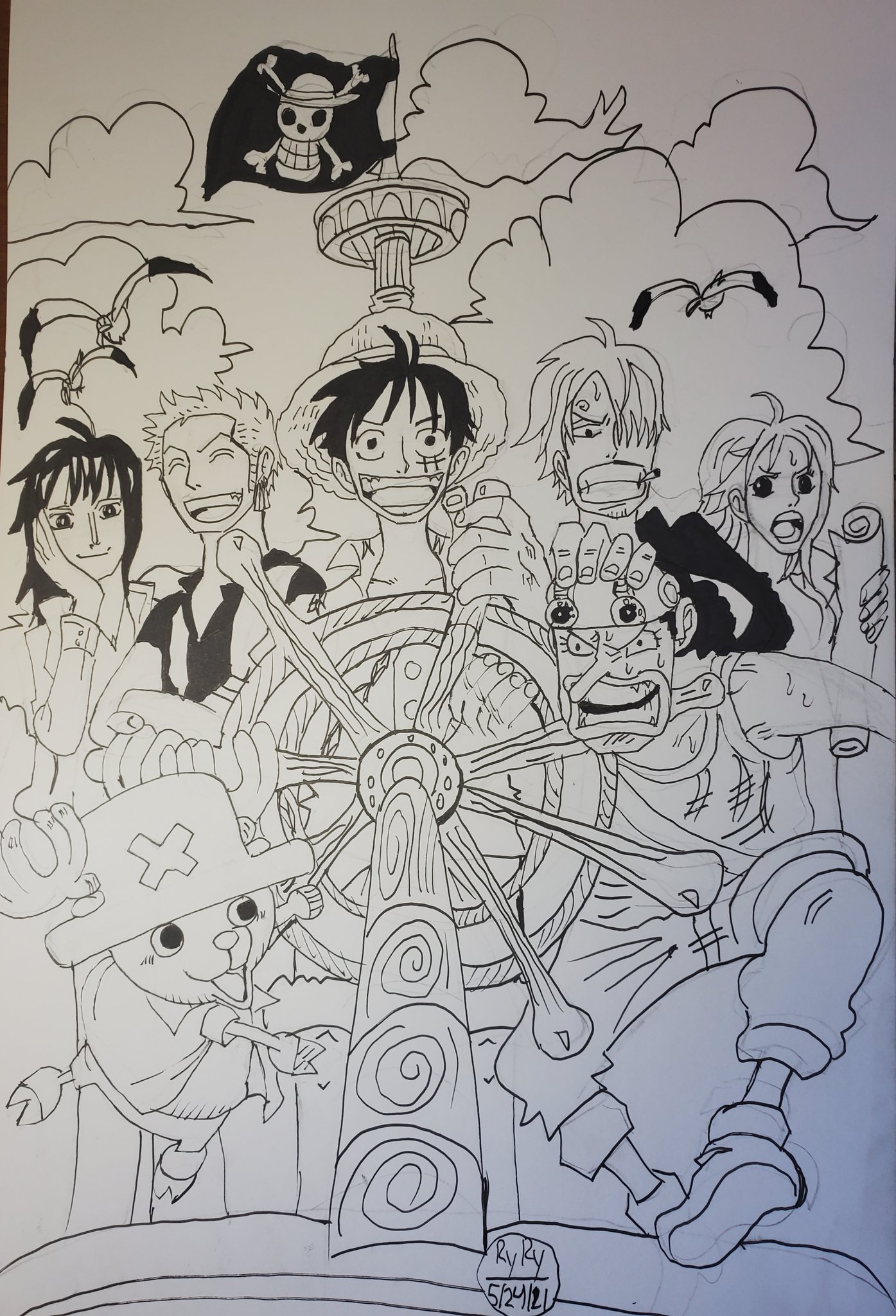 Ryan on X: “The Straw Hat Crew progress Day 1 #OnePiece #art