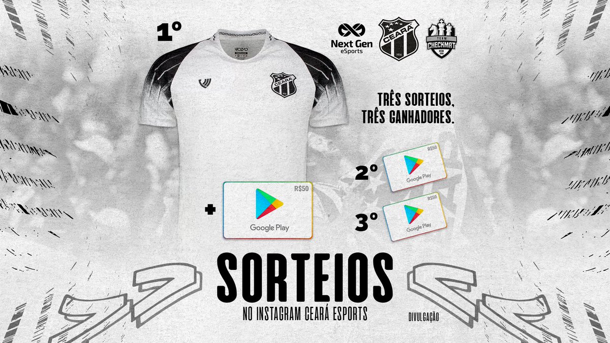 Fala, tropa! Cola no Instagram do <a href="/CearaeSports/">Ceará eSports 🏁🎮</a> porque tá rolando TRÊS SORTEIOS pesados para vocês! Uma camisa OFICIAL do Ceará SC e 150 reais de créditos no Google Play! Só seguir as regras e tá dentro. GG!

Link Oficial: bit.ly/3fKI49l