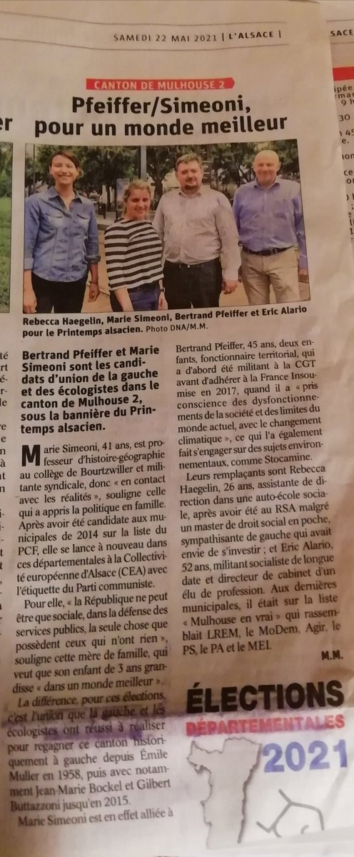 josephsimeoni1's tweet photo. #mulhouse #M2A #CEA Un seul binôme pour porter l'urgence sociale, écologique et démocratique à Mulhouse Nord 🌹🌻l'union de la gauche et de l'écologie au service de toutes et de tous 👍⬇️ @ParmentierAlin1 @MiegevilleA @PCFMulhouse @marie_simeoni @JeanRegibie @ericalario https://t.co/MBscfvm2CW