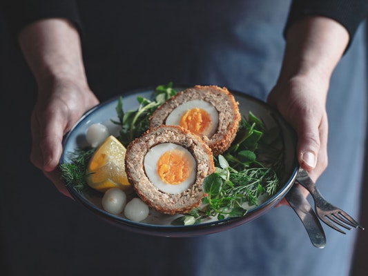 Scotch eggs from the @TheSomersetsmokehouse closest thing to sunshine we've had this week. (I want to list the flavours here - but there are sooo many!). #farmfood #classicdishes #scotchegg #somersetfood