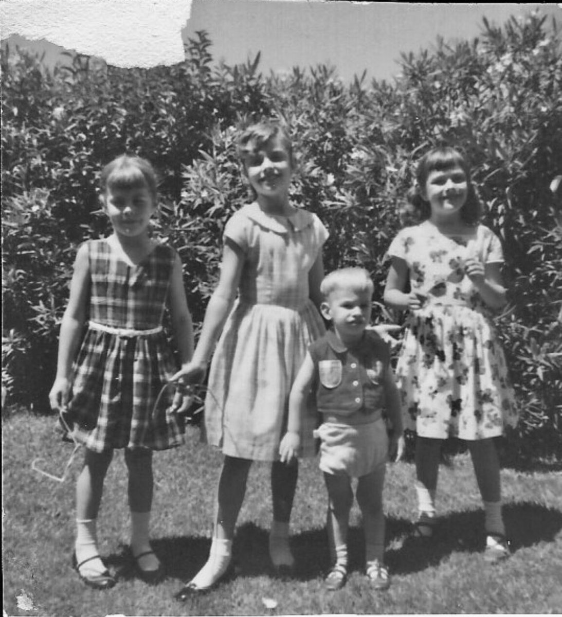 cahartnell's tweet photo. Hey it’s Brothers Day so here’s my brother, Mark, in this #1950s photo with his 3 older sisters! He’s our “baby brother” who grew up to be a wonderful, tall, handsome and beloved brother! (I’m the #sister in her dance pose!) Happy Day Mark and all you Brothers out there! #brother https://t.co/Dy4aeZ6JRn
