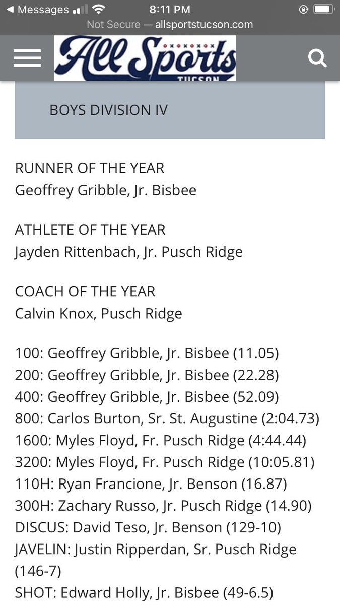 Thank you to <a href="/AllSportsTucson/">AllSportsTucson.com</a> for naming me the D4 athlete of the year. #JustGettingStarted <a href="/GametimeRC/">Gametime Recruiting & Consulting</a> <a href="/FieldPrca/">PRCA Track & Field</a> <a href="/20_JThomas/">Jordan</a> <a href="/PRCATucson/">Pusch Ridge Christian Academy</a> <a href="/JavierGrajedaJ1/">Javier Grajeda Jr</a> <a href="/JavierJMorales/">Javier Morales</a> <a href="/AndyMorales8/">Andy Morales</a>