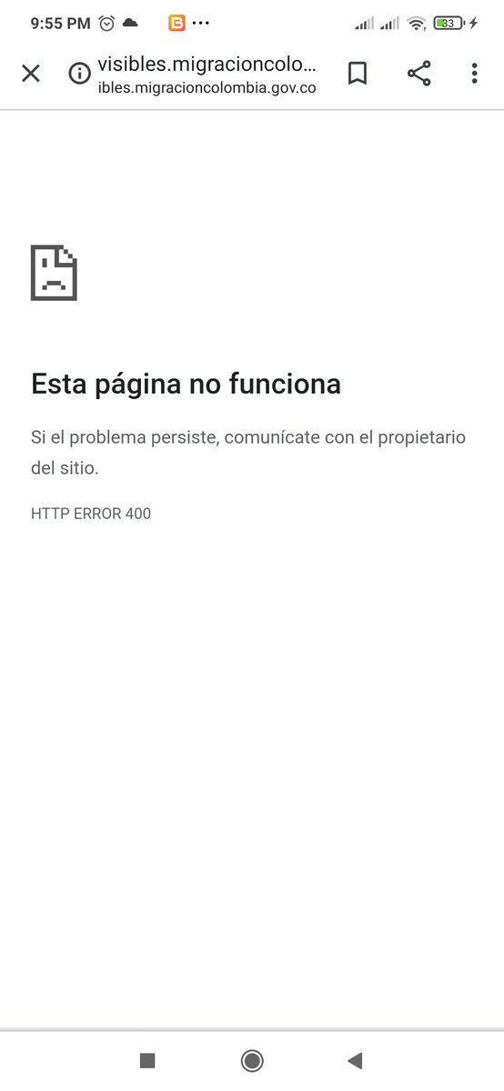 AriadnaLeonor's tweet photo. @MigracionCol Cuando intento entrar en la cuenta para continuar conos pasos me sale siempre esto ayuda @MigranCol https://t.co/deFbTy5nI1