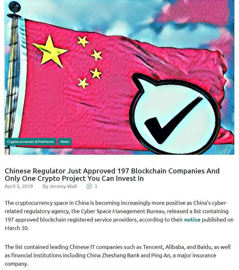 eisenreich's tweet photo. VeChain x China 🇨🇳

2019: 'Chinese Regulator Just Approved 197 Blockchain Companies And Only One Crypto Project You Can Invest In'

The mills of progress grind slowly, but they grind exceedingly fine. 🤫

#VeChain $VET #VeFam #Blockchain $BTC $ETH $ADA $DOGE $XRP #Crypto https://t.co/d55s469WhT
