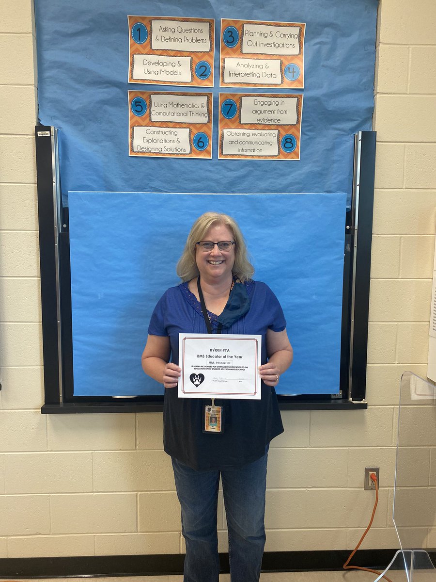 Congratulations Mrs. Prusator, BMS Science teacher &amp; PTA Educator of the Year!  Well deserved!