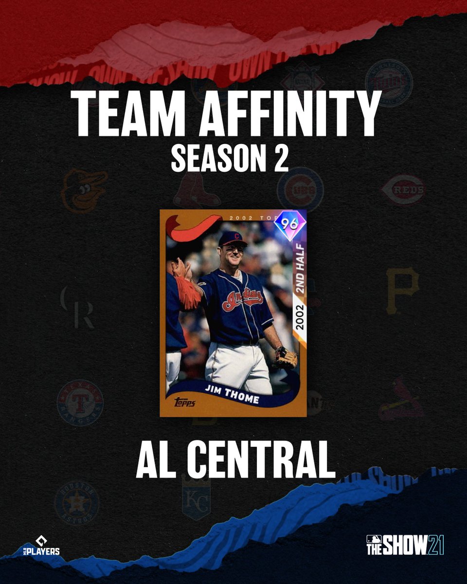 MLBTheShow's tweet image. 2nd-Half Heroes Jim Thome is the @indians 💎Team Affinity Season 2 Reward! 
Earn him as well as other Legends &amp;amp; Future Stars by completing team-specific missions after Friday's content update.
Get MLB The Show 21 now: mlbthe.show/w7h
#MLBTheShow #OurCLE