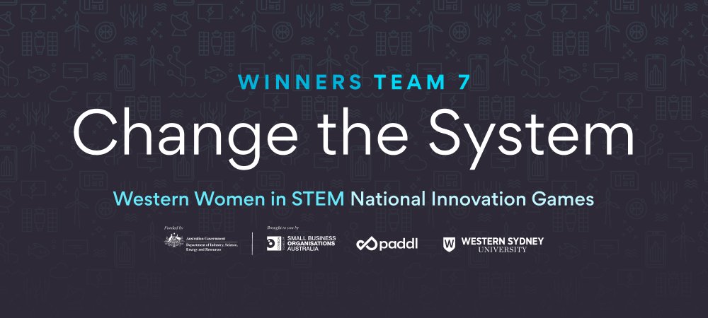 PaddlJobs's tweet photo. Congratulations to the winners of the @westernsydneyu Women in STEM National Innovation Games!

Team 7 'Change the System' 🥇for their solution to support women in agriculture.

#WesternSydneyUniversity #WomenInSTEM #NationalInnovationGames | @COSBOA  | @IndustryGovAu https://t.co/Rg2TryeDlY