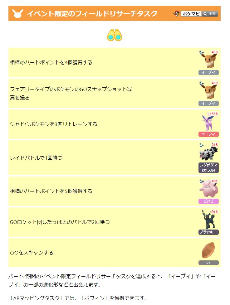 Twitter 上的 ポケモンgo攻略情報 ポケマピ 21 5 25 火 朝7 55までに確認されているフィールドリサーチのタスクとリワードです レイドバトルで1回勝つ からガラルジグザグマの出現が確認されています 運良ければ 色違いのガラルジグザグマに出会えます