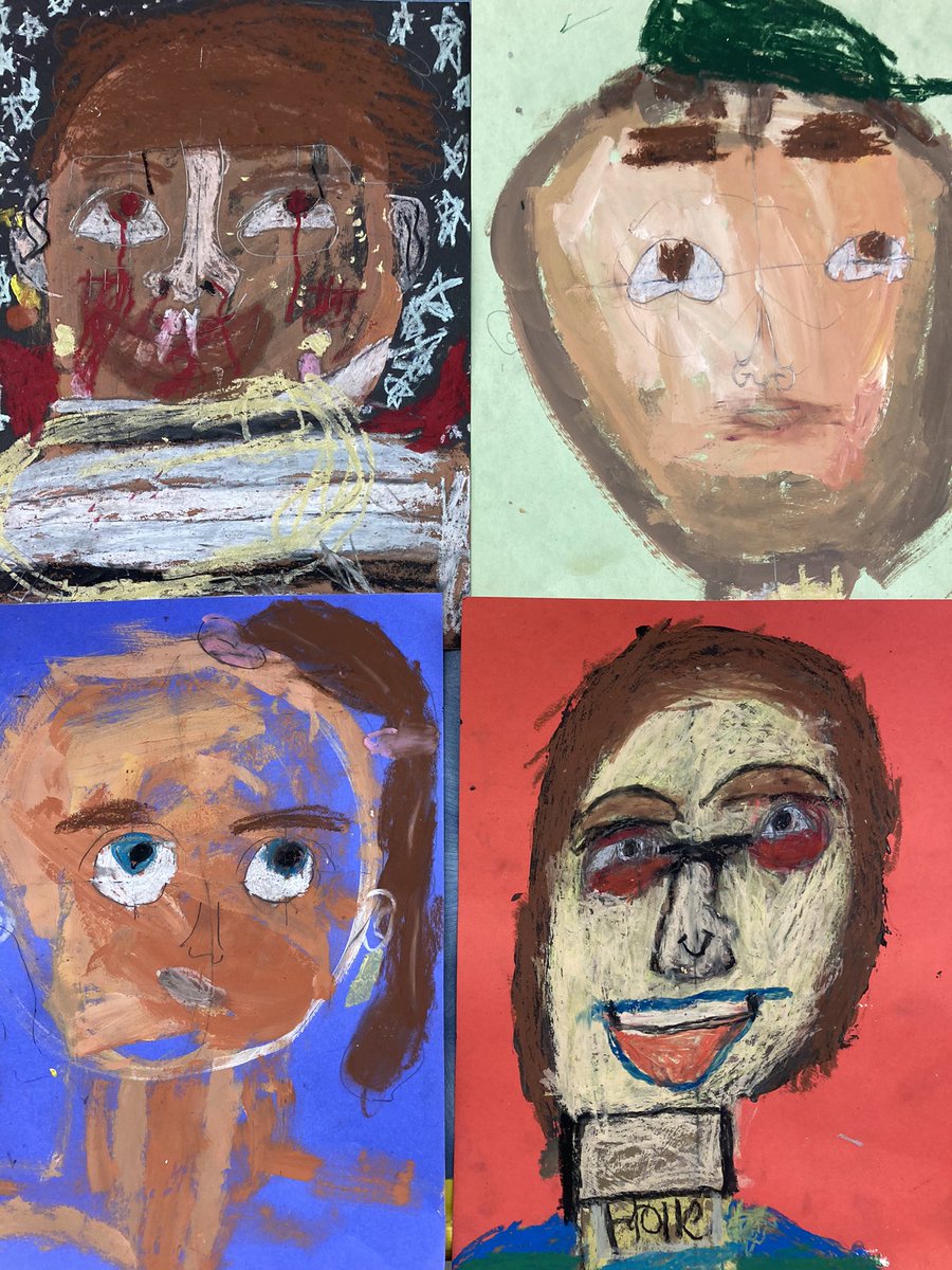 TinaFusco's tweet photo. 3rd grade self-portraits. #colorsofus https://t.co/97IB6AI3po