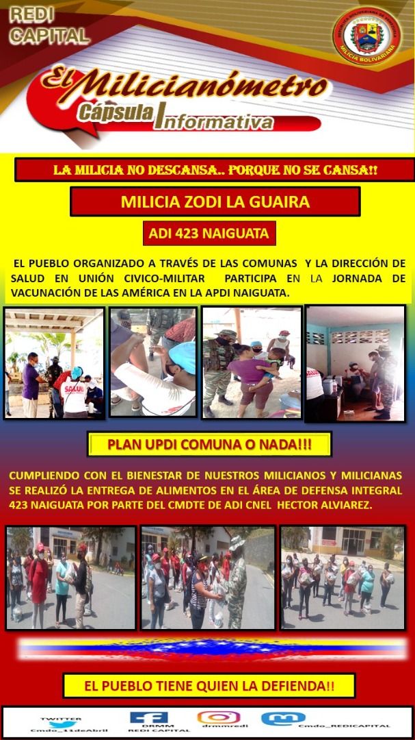 #LiberenALosPatriotas #VacunasParaElPueblo #VenezuelaDecidióCuidarse #24Mayo @412Zamora @apdi_candelaria @Milicia_B1 @MIL_REDICAPITAL S1 Aviles