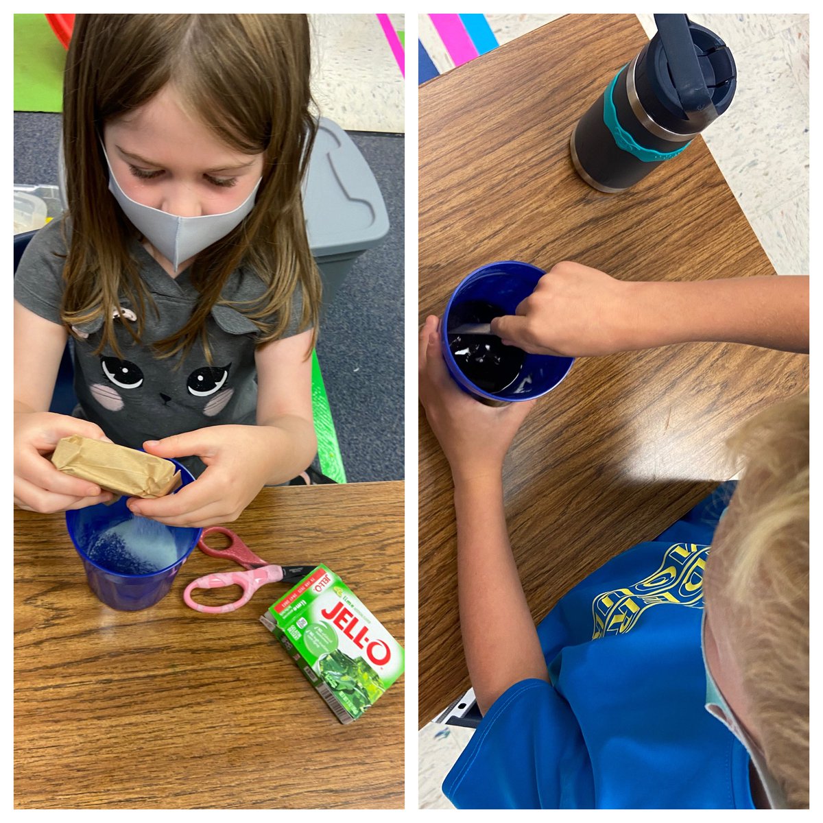 msflanary's tweet photo. Jj is for @Jello! #BackwardsBootcamp #happyclassrooms #art #science #handson #JelloJiggler #JelloPaint #MVESeagles https://t.co/QTLhDloGNh
