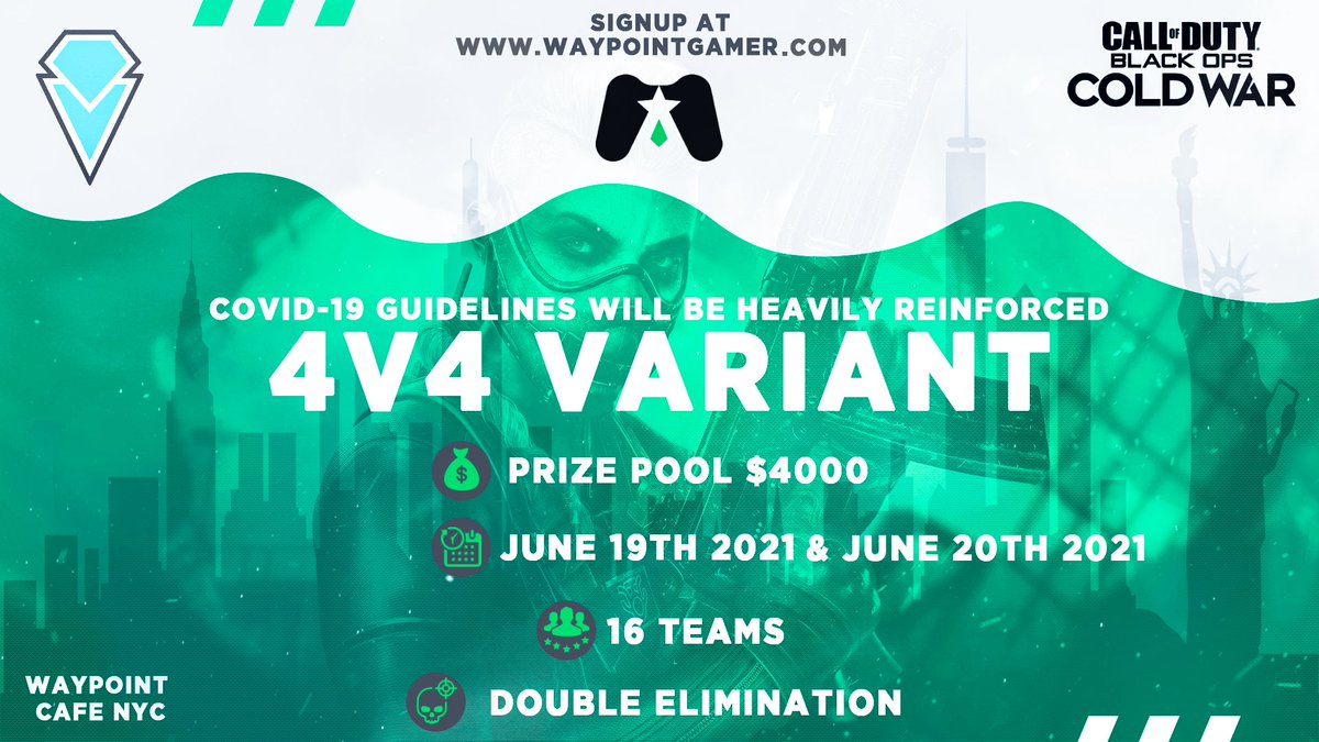 NACAL_COD's tweet image. 🔁🔁🔁🔁

📌Manhattan, NY - $4,000.00 Prize Pool

⚔️NACAL x @WaypointcafeNYC OPEN PC LAN⚔️

**COVID GUIDELINES WILL BE HEAVILY ENFORCED**

🎟️Passes on sale at the NACAL Blog on waypointgamer.com/blog/

Powered by @TriVecGaming