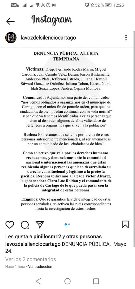 Dcvave's tweet photo. @SenadoGovCo @petrogustavo Silenciados, así quedaron los marchantes de Cartago después de recibir amenazas y no recibir respuesta del alcalde, que prefirió irse como Shakira, se hizo el ciego, sordo y mudo. Como con todo lo demás. https://t.co/3umqz5lxep