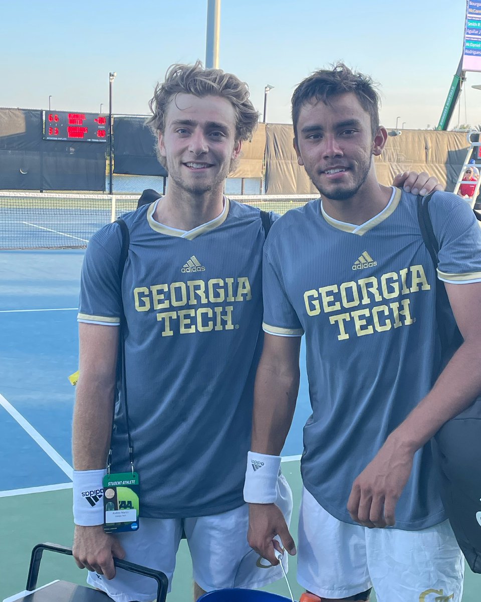 GT_MTEN's tweet photo. πͺπππ π½πππ πππ ππ πΏπππ ππ πππππΏ βοΈ!
Martin & McDaniel topped No. 13 Rodrigues/Thomson 6-3, 6-3 in the opening round of the 2021 @NCAATennis Tennis Doubles Championships!
πππ ππ πππ ππππ ππππ
#NCAAMTEN
#TogetherWeSwarm /// #FightJackets https://t.co/qbp7GOvfkW