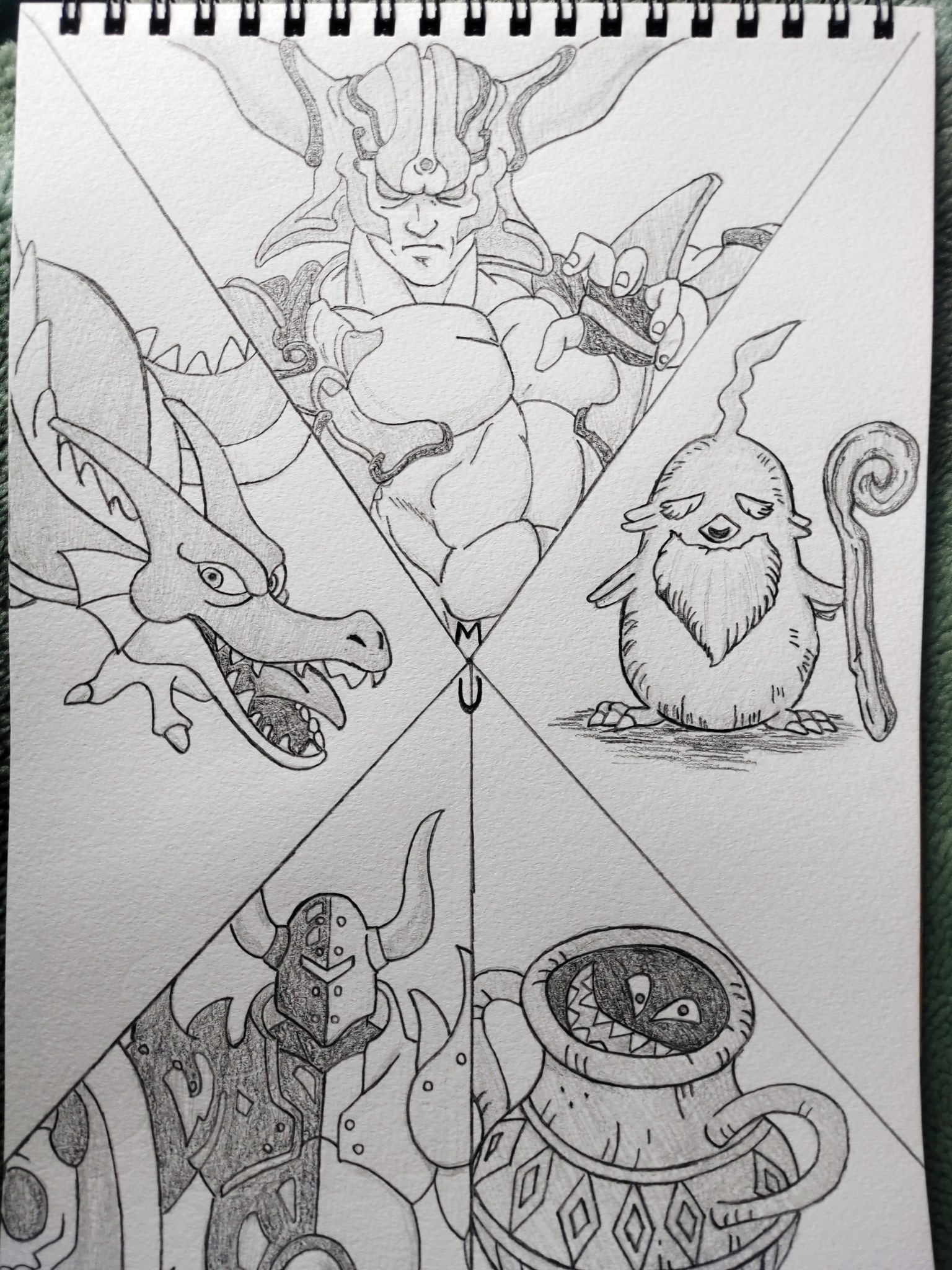 マサ ドラゴンクエスト 35周年記念 勝手に展覧会 ドラクエモンスター 50音順に描いてみる タ 行編 登場キャラは 独断と偏見 ダークドレアム 長老ピピット ツボック デビルアーマー ドラゴン ドラクエ 鉛筆画 模写 イラスト ゲームキャラ