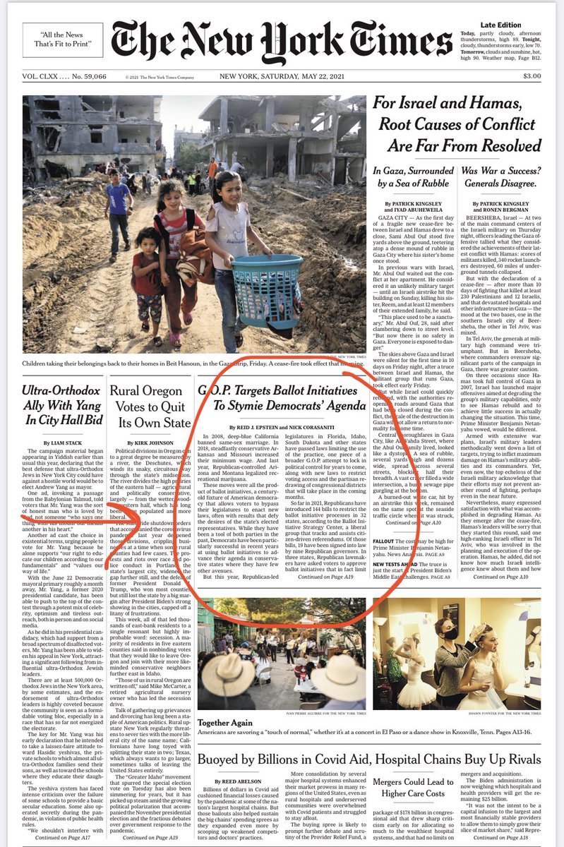 Fieldsy's tweet image. ICYMI: The attacks on direct democracy on the front page of @nytimes from Saturday. 

“This is directly connected to every attack we’ve seen on our democracy.” #DefendDirectDemocracy 

nytimes.com/2021/05/22/us/…