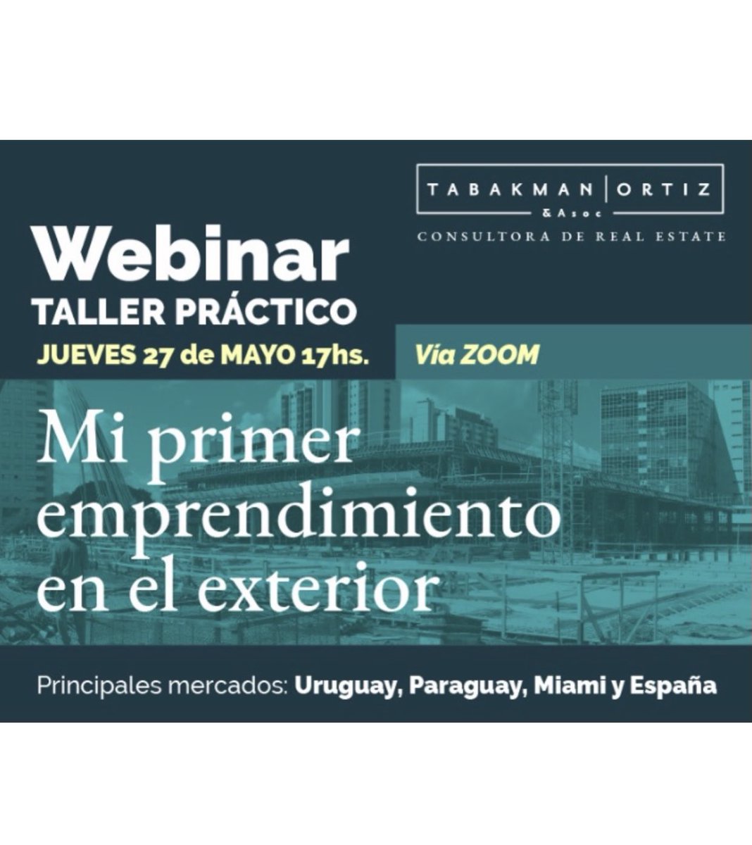 Los invitamos a una charla gratuita sobre cómo desarrollar “Mi primer emprendimiento en el exterior”. Dejamos link a disposición: 

Unirse a la reunión Zoom
us02web.zoom.us/j/89781997997?…

ID de reunión: 897 8199 7997
Código de acceso: TOA

Los esperamos!